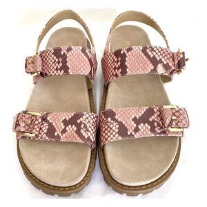 Michael Michael Kors Judd Snake Embossed Leather Sandal Sz 7.5 Bohemian Festival